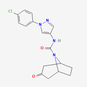 molecular formula C17H17ClN4O2 B6800985 N-[1-(4-chlorophenyl)pyrazol-4-yl]-3-oxo-8-azabicyclo[3.2.1]octane-8-carboxamide 
