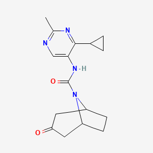 molecular formula C16H20N4O2 B6801031 N-(4-cyclopropyl-2-methylpyrimidin-5-yl)-3-oxo-8-azabicyclo[3.2.1]octane-8-carboxamide 