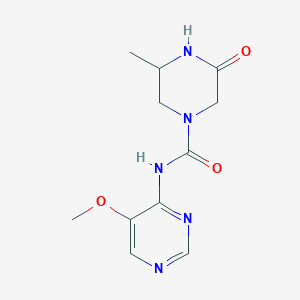 molecular formula C11H15N5O3 B6801060 N-(5-methoxypyrimidin-4-yl)-3-methyl-5-oxopiperazine-1-carboxamide 
