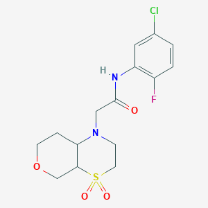 molecular formula C15H18ClFN2O4S B6801150 N-(5-chloro-2-fluorophenyl)-2-(4,4-dioxo-3,4a,5,7,8,8a-hexahydro-2H-pyrano[3,4-b][1,4]thiazin-1-yl)acetamide 