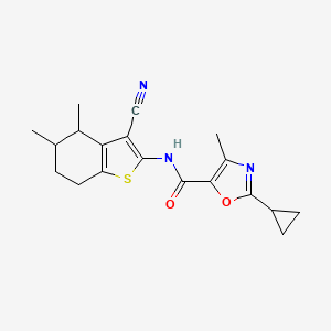 molecular formula C19H21N3O2S B6801352 N-(3-cyano-4,5-dimethyl-4,5,6,7-tetrahydro-1-benzothiophen-2-yl)-2-cyclopropyl-4-methyl-1,3-oxazole-5-carboxamide 