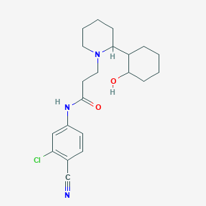 molecular formula C21H28ClN3O2 B6801532 N-(3-chloro-4-cyanophenyl)-3-[2-(2-hydroxycyclohexyl)piperidin-1-yl]propanamide 