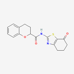 molecular formula C17H16N2O3S B6801550 N-(7-oxo-5,6-dihydro-4H-1,3-benzothiazol-2-yl)-3,4-dihydro-2H-chromene-2-carboxamide 
