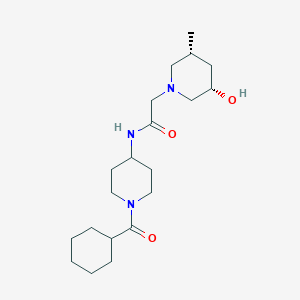 molecular formula C20H35N3O3 B6801567 N-[1-(cyclohexanecarbonyl)piperidin-4-yl]-2-[(3S,5R)-3-hydroxy-5-methylpiperidin-1-yl]acetamide 