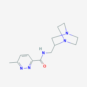 molecular formula C13H19N5O B6801623 N-(1,4-diazabicyclo[2.2.2]octan-2-ylmethyl)-6-methylpyridazine-3-carboxamide 