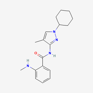 molecular formula C18H24N4O B6801642 N-(1-cyclohexyl-4-methylpyrazol-3-yl)-2-(methylamino)benzamide 
