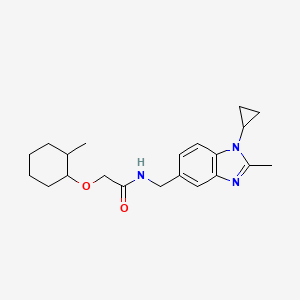 molecular formula C21H29N3O2 B6801724 N-[(1-cyclopropyl-2-methylbenzimidazol-5-yl)methyl]-2-(2-methylcyclohexyl)oxyacetamide 