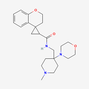 molecular formula C23H33N3O3 B6801918 N-[(1-methyl-4-morpholin-4-ylpiperidin-4-yl)methyl]spiro[2,3-dihydrochromene-4,2'-cyclopropane]-1'-carboxamide 