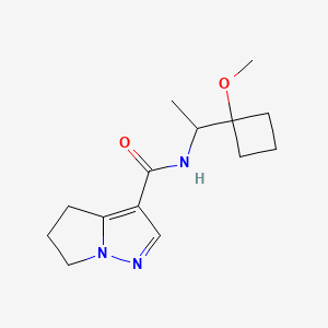 molecular formula C14H21N3O2 B6802093 N-[1-(1-methoxycyclobutyl)ethyl]-5,6-dihydro-4H-pyrrolo[1,2-b]pyrazole-3-carboxamide 