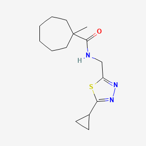 molecular formula C15H23N3OS B6802242 N-[(5-cyclopropyl-1,3,4-thiadiazol-2-yl)methyl]-1-methylcycloheptane-1-carboxamide 