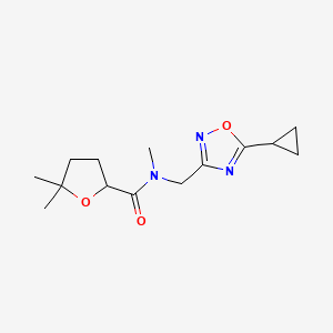 molecular formula C14H21N3O3 B6802261 N-[(5-cyclopropyl-1,2,4-oxadiazol-3-yl)methyl]-N,5,5-trimethyloxolane-2-carboxamide 