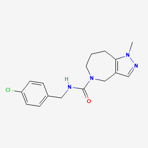 molecular formula C16H19ClN4O B6802304 N-[(4-chlorophenyl)methyl]-1-methyl-4,6,7,8-tetrahydropyrazolo[4,3-c]azepine-5-carboxamide 