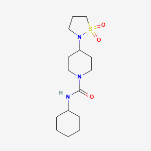 molecular formula C15H27N3O3S B6802311 N-cyclohexyl-4-(1,1-dioxo-1,2-thiazolidin-2-yl)piperidine-1-carboxamide 