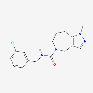 molecular formula C16H19ClN4O B6802320 N-[(3-chlorophenyl)methyl]-1-methyl-4,6,7,8-tetrahydropyrazolo[4,3-c]azepine-5-carboxamide 