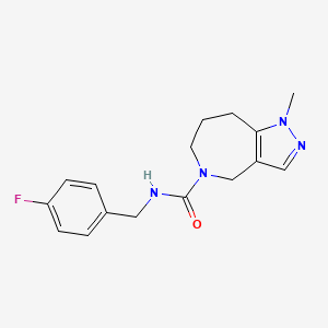 molecular formula C16H19FN4O B6802324 N-[(4-fluorophenyl)methyl]-1-methyl-4,6,7,8-tetrahydropyrazolo[4,3-c]azepine-5-carboxamide 