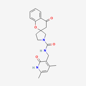 molecular formula C21H23N3O4 B6802327 N-[(4,6-dimethyl-2-oxo-1H-pyridin-3-yl)methyl]-4-oxospiro[3H-chromene-2,3'-pyrrolidine]-1'-carboxamide 