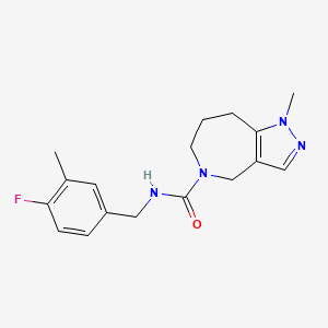 molecular formula C17H21FN4O B6802336 N-[(4-fluoro-3-methylphenyl)methyl]-1-methyl-4,6,7,8-tetrahydropyrazolo[4,3-c]azepine-5-carboxamide 