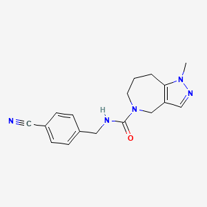 molecular formula C17H19N5O B6802340 N-[(4-cyanophenyl)methyl]-1-methyl-4,6,7,8-tetrahydropyrazolo[4,3-c]azepine-5-carboxamide 