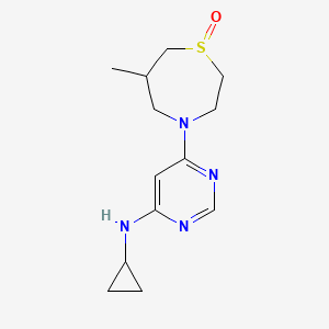 molecular formula C13H20N4OS B6802398 N-cyclopropyl-6-(6-methyl-1-oxo-1,4-thiazepan-4-yl)pyrimidin-4-amine 