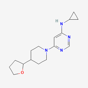 molecular formula C16H24N4O B6802402 N-cyclopropyl-6-[4-(oxolan-2-yl)piperidin-1-yl]pyrimidin-4-amine 