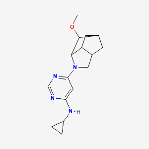 molecular formula C16H22N4O B6802405 N-cyclopropyl-6-(2-methoxy-4-azatricyclo[4.2.1.03,7]nonan-4-yl)pyrimidin-4-amine 