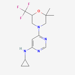 molecular formula C14H19F3N4O B6802423 N-cyclopropyl-6-[2,2-dimethyl-6-(trifluoromethyl)morpholin-4-yl]pyrimidin-4-amine 