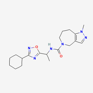 molecular formula C19H28N6O2 B6802471 N-[1-(3-cyclohexyl-1,2,4-oxadiazol-5-yl)ethyl]-1-methyl-4,6,7,8-tetrahydropyrazolo[4,3-c]azepine-5-carboxamide 