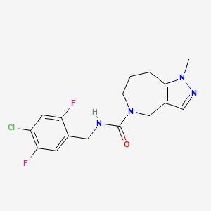 molecular formula C16H17ClF2N4O B6802801 N-[(4-chloro-2,5-difluorophenyl)methyl]-1-methyl-4,6,7,8-tetrahydropyrazolo[4,3-c]azepine-5-carboxamide 