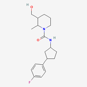 molecular formula C19H27FN2O2 B6802811 N-[3-(4-fluorophenyl)cyclopentyl]-3-(hydroxymethyl)-2-methylpiperidine-1-carboxamide 