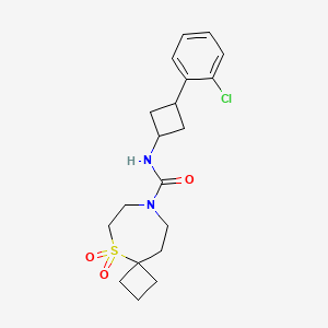molecular formula C19H25ClN2O3S B6802985 N-[3-(2-chlorophenyl)cyclobutyl]-5,5-dioxo-5lambda6-thia-8-azaspiro[3.6]decane-8-carboxamide 