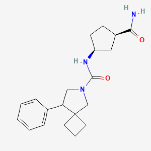 molecular formula C20H27N3O2 B6803033 N-[(1S,3R)-3-carbamoylcyclopentyl]-8-phenyl-6-azaspiro[3.4]octane-6-carboxamide 
