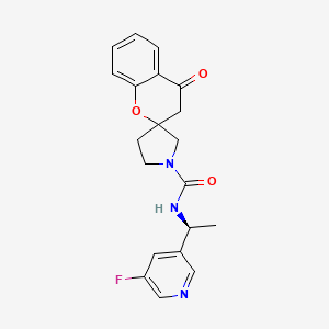 molecular formula C20H20FN3O3 B6803048 N-[(1S)-1-(5-fluoropyridin-3-yl)ethyl]-4-oxospiro[3H-chromene-2,3'-pyrrolidine]-1'-carboxamide 