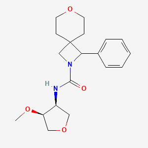 molecular formula C19H26N2O4 B6803061 N-[(3S,4S)-4-methoxyoxolan-3-yl]-3-phenyl-7-oxa-2-azaspiro[3.5]nonane-2-carboxamide 
