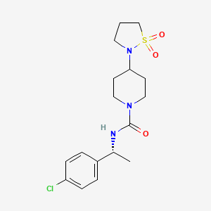molecular formula C17H24ClN3O3S B6803067 N-[(1R)-1-(4-chlorophenyl)ethyl]-4-(1,1-dioxo-1,2-thiazolidin-2-yl)piperidine-1-carboxamide 