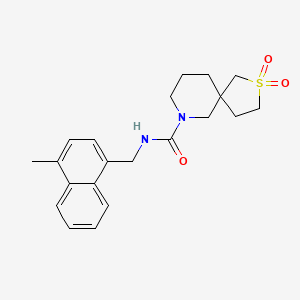 molecular formula C21H26N2O3S B6803128 N-[(4-methylnaphthalen-1-yl)methyl]-2,2-dioxo-2lambda6-thia-9-azaspiro[4.5]decane-9-carboxamide 