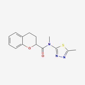 molecular formula C14H15N3O2S B6803279 N-methyl-N-(5-methyl-1,3,4-thiadiazol-2-yl)-3,4-dihydro-2H-chromene-2-carboxamide 