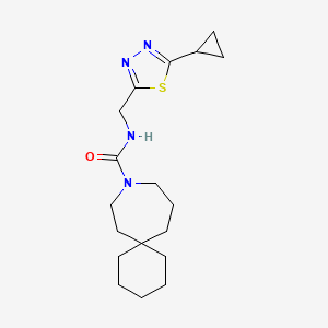molecular formula C18H28N4OS B6803309 N-[(5-cyclopropyl-1,3,4-thiadiazol-2-yl)methyl]-9-azaspiro[5.6]dodecane-9-carboxamide 