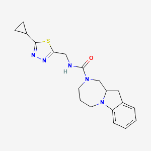 molecular formula C19H23N5OS B6803313 N-[(5-cyclopropyl-1,3,4-thiadiazol-2-yl)methyl]-1,3,4,5,11,11a-hexahydro-[1,4]diazepino[1,2-a]indole-2-carboxamide 