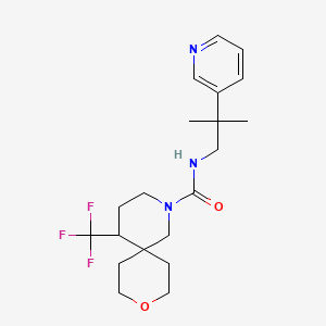 molecular formula C20H28F3N3O2 B6803346 N-(2-methyl-2-pyridin-3-ylpropyl)-5-(trifluoromethyl)-9-oxa-2-azaspiro[5.5]undecane-2-carboxamide 