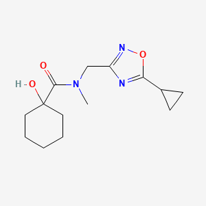 molecular formula C14H21N3O3 B6803446 N-[(5-cyclopropyl-1,2,4-oxadiazol-3-yl)methyl]-1-hydroxy-N-methylcyclohexane-1-carboxamide 