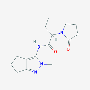 molecular formula C15H22N4O2 B6803671 N-(2-methyl-5,6-dihydro-4H-cyclopenta[c]pyrazol-3-yl)-2-(2-oxopyrrolidin-1-yl)butanamide 