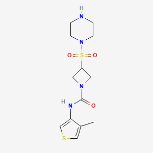 molecular formula C13H20N4O3S2 B6803733 N-(4-methylthiophen-3-yl)-3-piperazin-1-ylsulfonylazetidine-1-carboxamide 