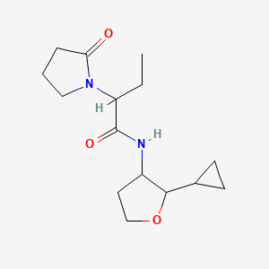 molecular formula C15H24N2O3 B6803758 N-(2-cyclopropyloxolan-3-yl)-2-(2-oxopyrrolidin-1-yl)butanamide 