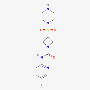 molecular formula C13H18FN5O3S B6803776 N-(5-fluoropyridin-2-yl)-3-piperazin-1-ylsulfonylazetidine-1-carboxamide 