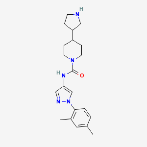 molecular formula C21H29N5O B6803824 N-[1-(2,4-dimethylphenyl)pyrazol-4-yl]-4-pyrrolidin-3-ylpiperidine-1-carboxamide 