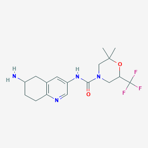 molecular formula C17H23F3N4O2 B6803883 N-(6-amino-5,6,7,8-tetrahydroquinolin-3-yl)-2,2-dimethyl-6-(trifluoromethyl)morpholine-4-carboxamide 