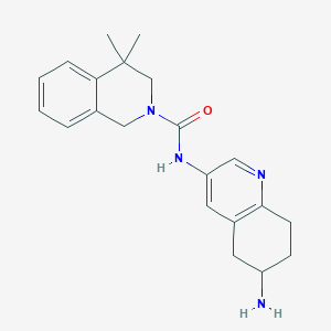 molecular formula C21H26N4O B6803898 N-(6-amino-5,6,7,8-tetrahydroquinolin-3-yl)-4,4-dimethyl-1,3-dihydroisoquinoline-2-carboxamide 