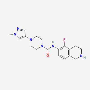 molecular formula C18H23FN6O B6803937 N-(5-fluoro-1,2,3,4-tetrahydroisoquinolin-6-yl)-4-(1-methylpyrazol-4-yl)piperazine-1-carboxamide 