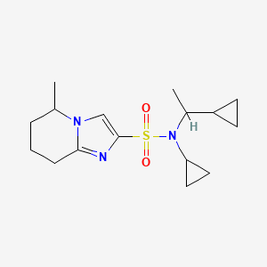 molecular formula C16H25N3O2S B6804105 N-cyclopropyl-N-(1-cyclopropylethyl)-5-methyl-5,6,7,8-tetrahydroimidazo[1,2-a]pyridine-2-sulfonamide 