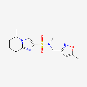 molecular formula C14H20N4O3S B6804136 N,5-dimethyl-N-[(5-methyl-1,2-oxazol-3-yl)methyl]-5,6,7,8-tetrahydroimidazo[1,2-a]pyridine-2-sulfonamide 
